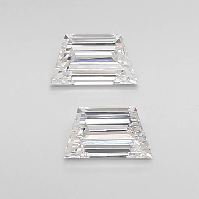 0.63 Ct VVS2 G Step Cut Trapezoid Clean Geometry Diamond Pair