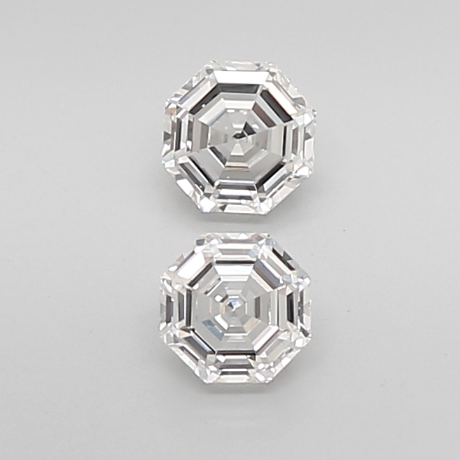 0.88 Ct VVS2 H Step Cut Octagone Precision Diamond Pair