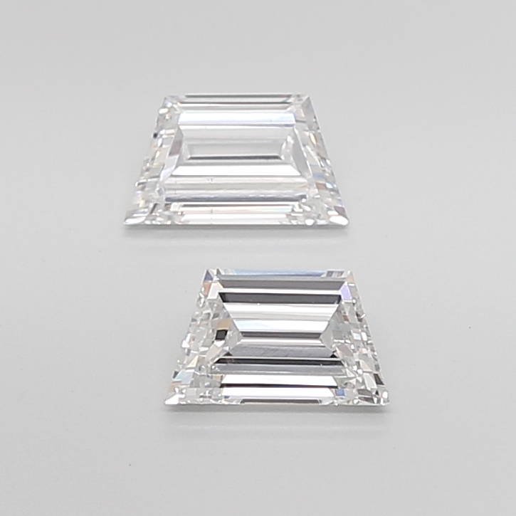1.32 Ct VVS2 F Step Cut Trapezoid Premium Lab Grown Diamond Pair