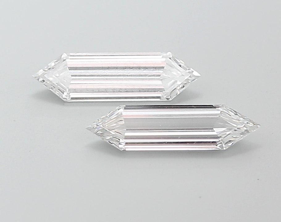 2.01 Ct VVS2 E Step Cut Hexagonal Premium Lab Grown Diamond Pair