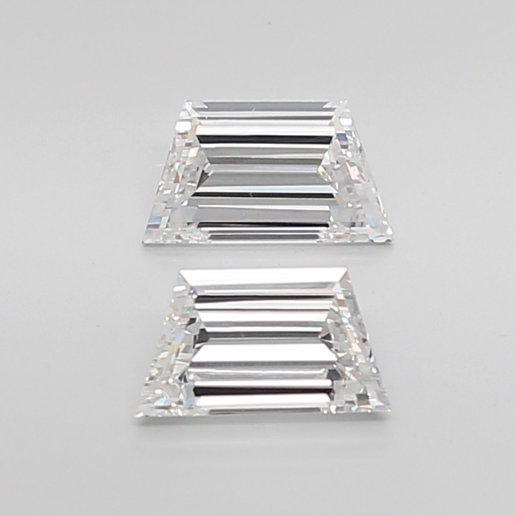 1.75 Ct VVS2 E Step Cut Trapezoid High Precision Lab Grown Diamond Pair
