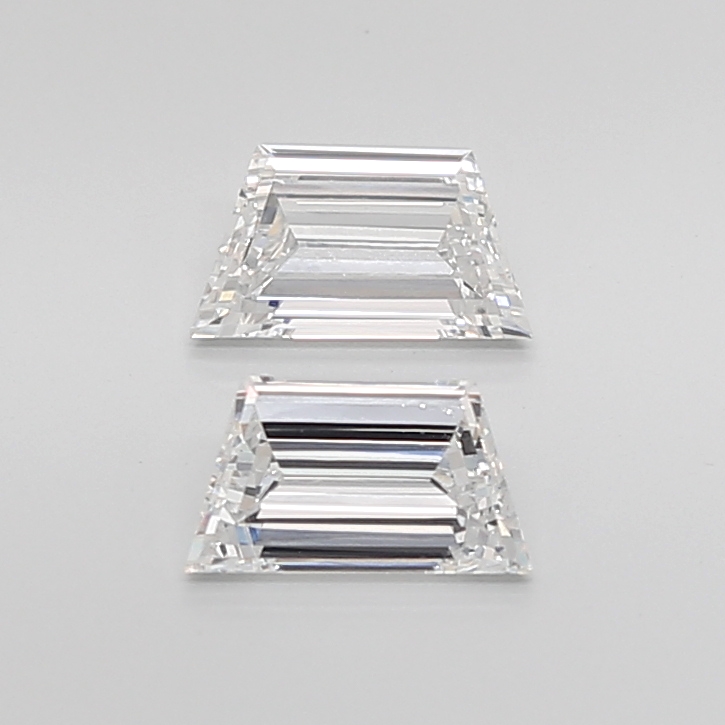 1.48 Ct VVS2 E Step Cut Trapezoid High Quality Lab Grown Diamond Pair