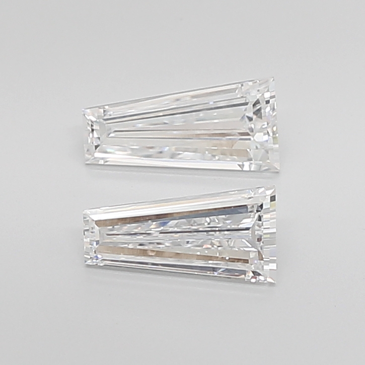 1.77 Ct VVS2 E Step Cut Taper Precision Lab Grown Diamond Pair