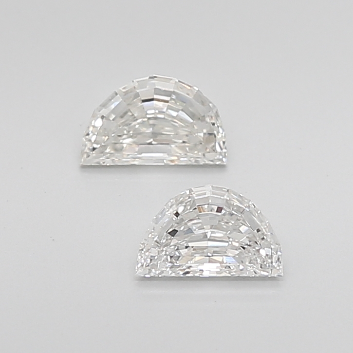 0.57 Ct VS2 H Step Cut Half Moon Elegant Natural Diamond Pair