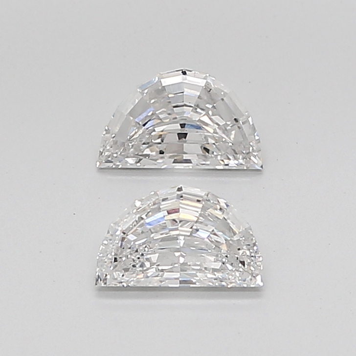 1.43 Ct VS1 F Step Cut Half Moon Lab Grown Diamond Pair