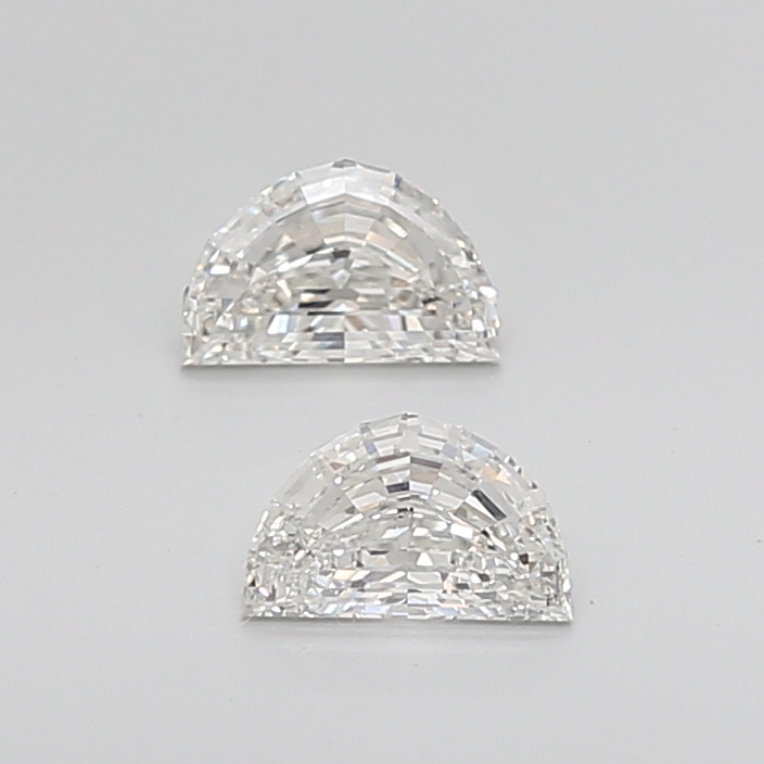 0.83 Ct VS1 H Step Cut Half Moon Elegant Natural Diamond Pair