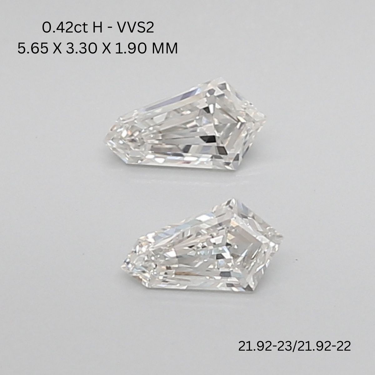 0.42 Ct H VVS2 Clarity Shield Shape Natural Diamond Matching Pair