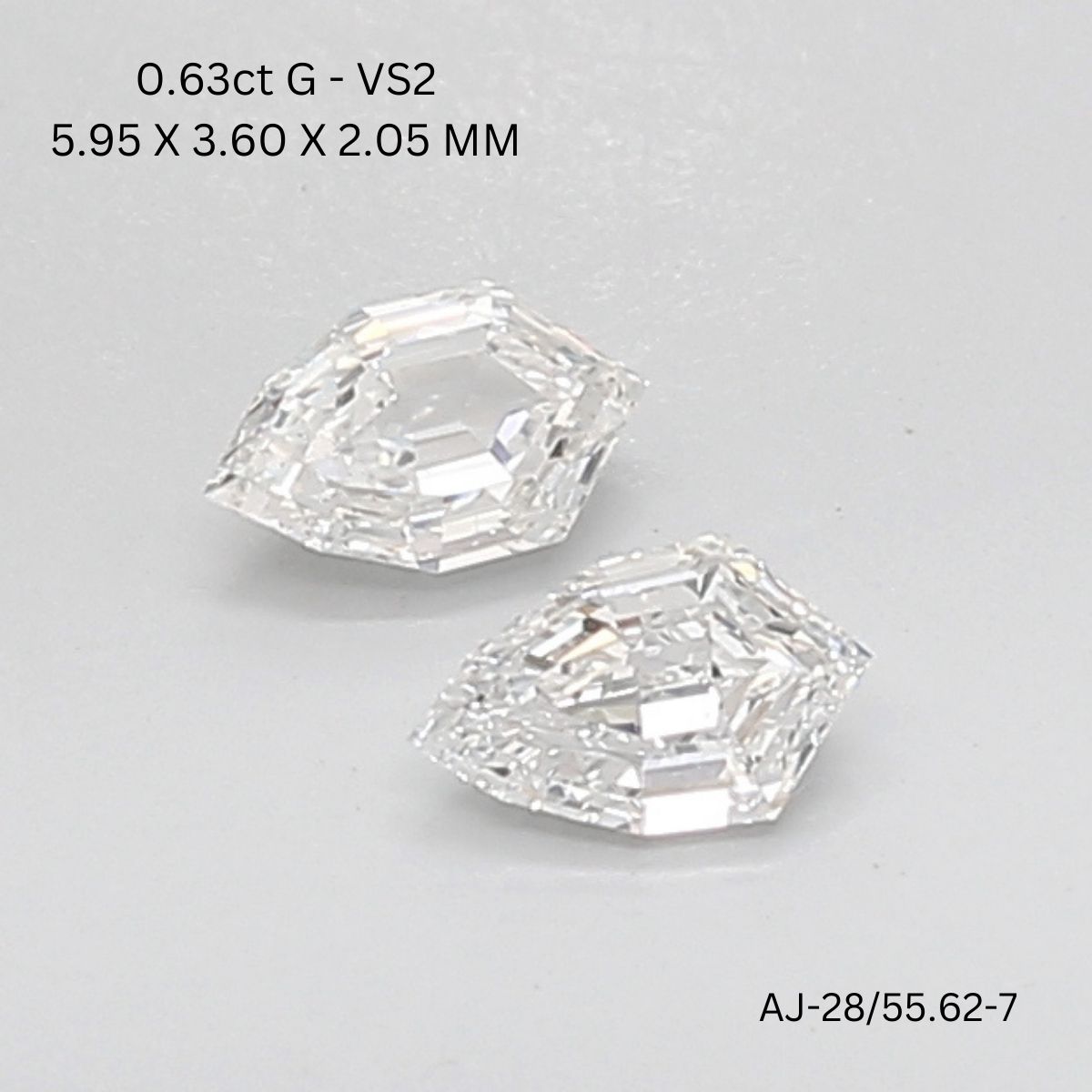 0.63 CT G VS2 SHIELD diamond Pairs Inventory