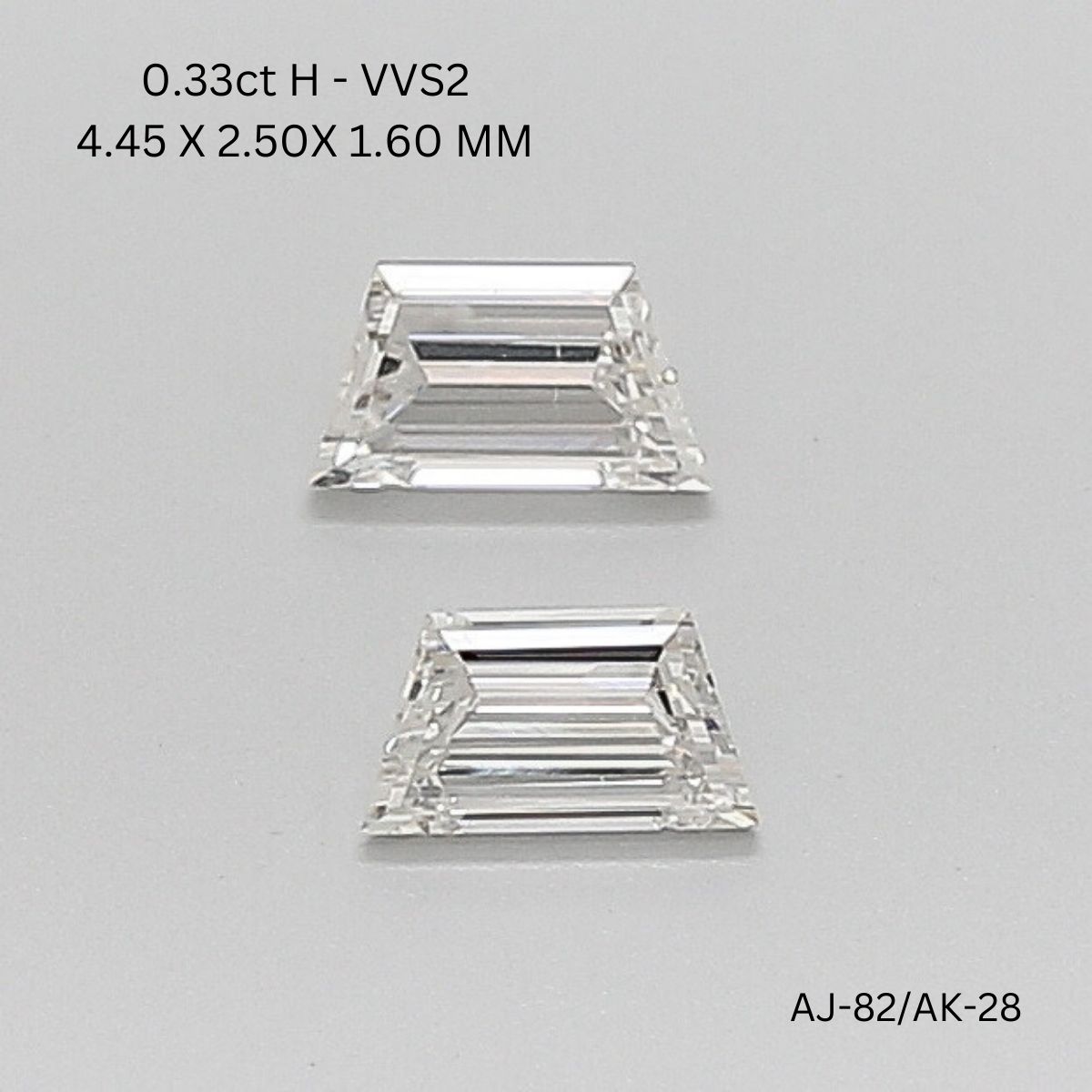 0.33 CT H VVS2 TRAPEZOID diamond Pairs Inventory