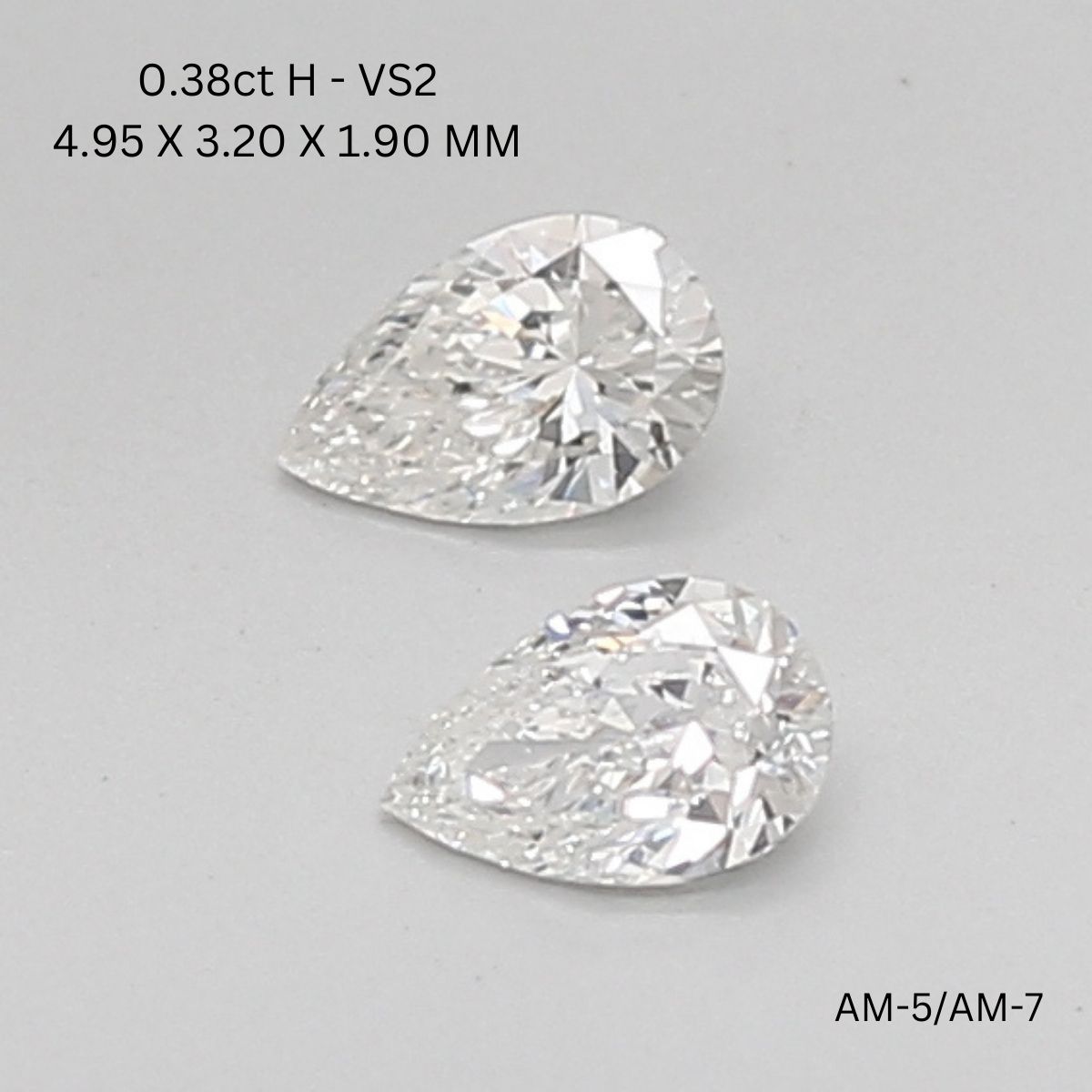 0.38 CT H VS2 PEAR diamond Pairs Inventory