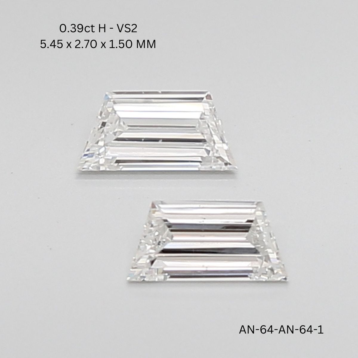 0.39 CT H VS2 TRAPEZOID diamond Pairs Inventory
