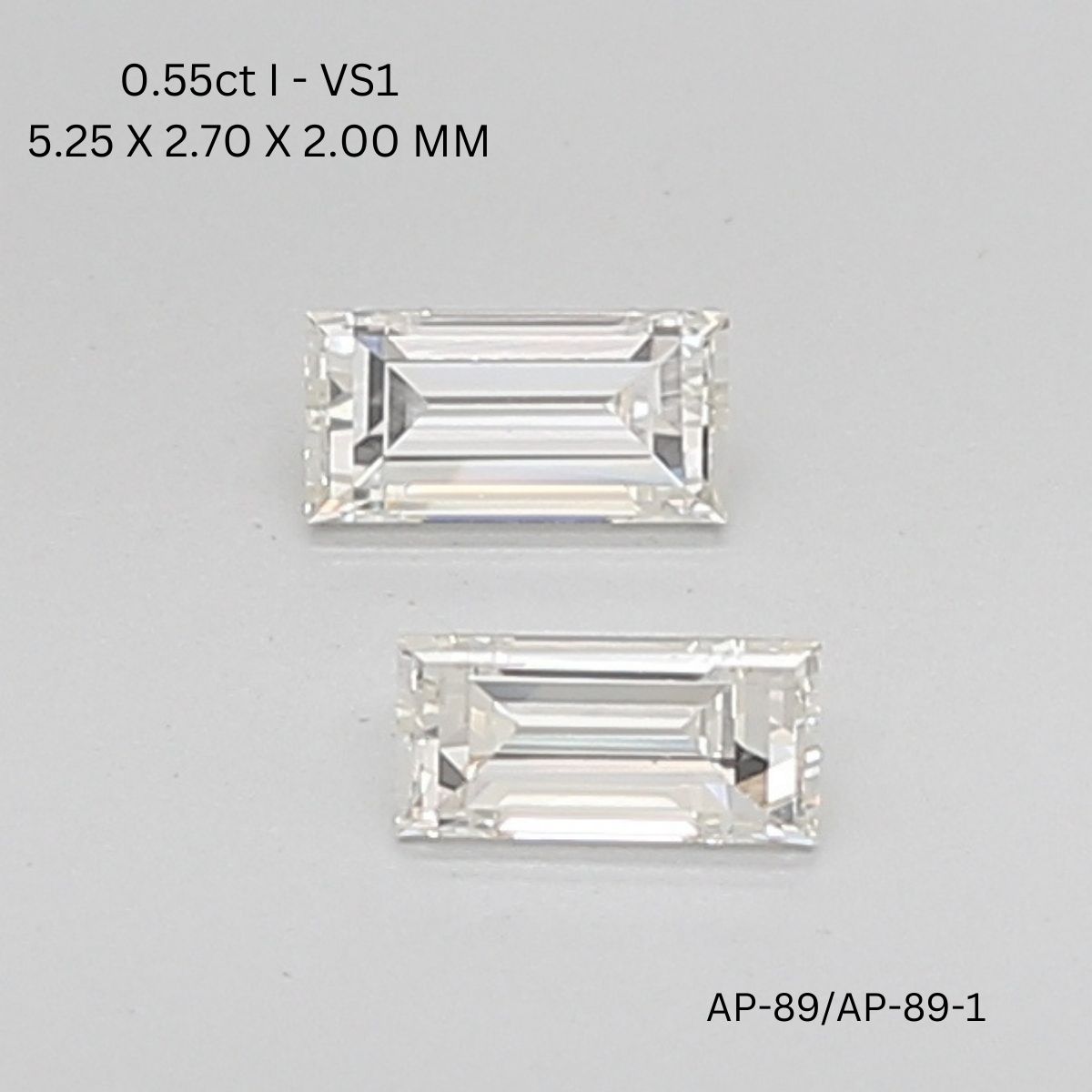 0.55 CT I VS1 BAGUETTE diamond Pairs Inventory