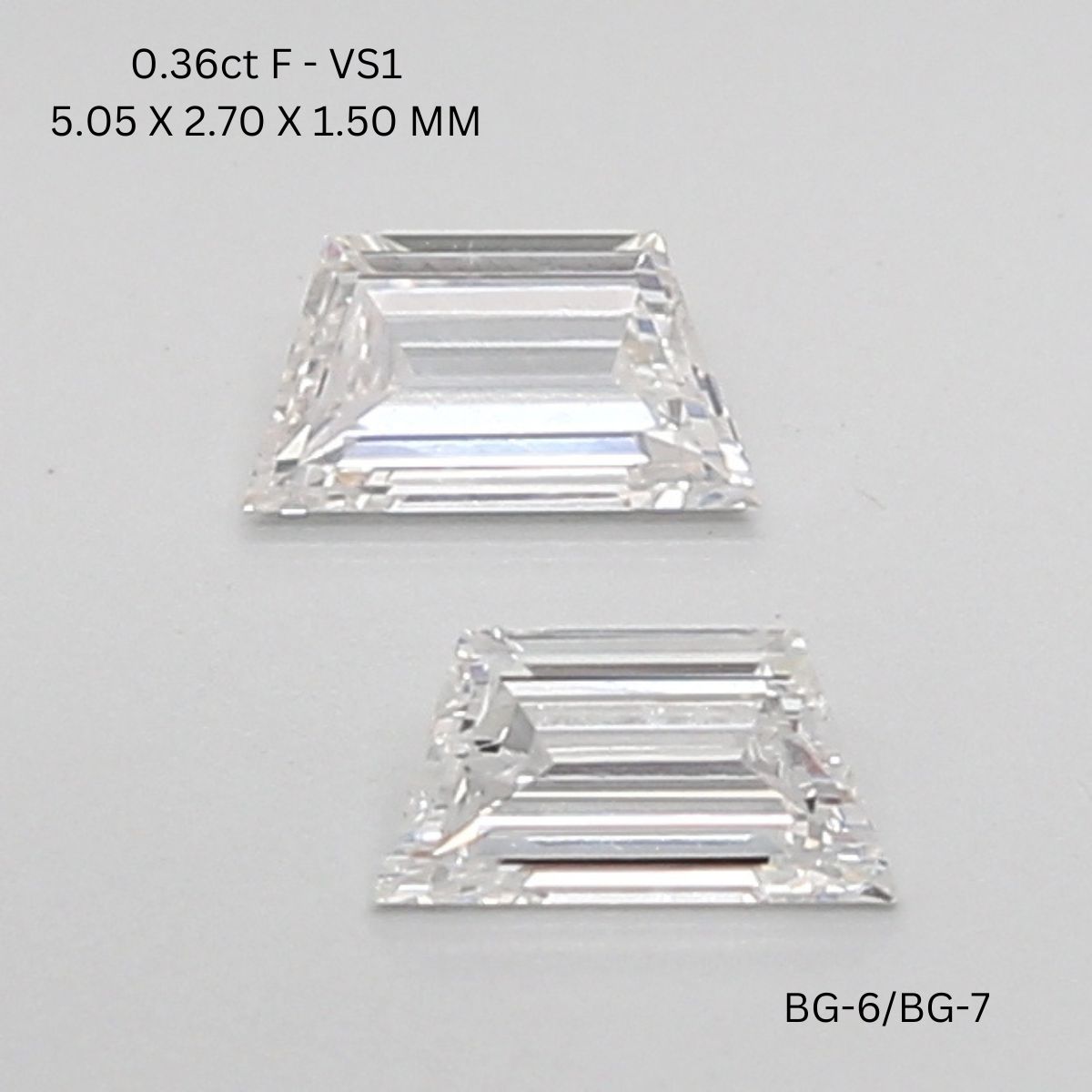 0.36 CT F VS1 TRAPEZOID diamond Pairs Inventory