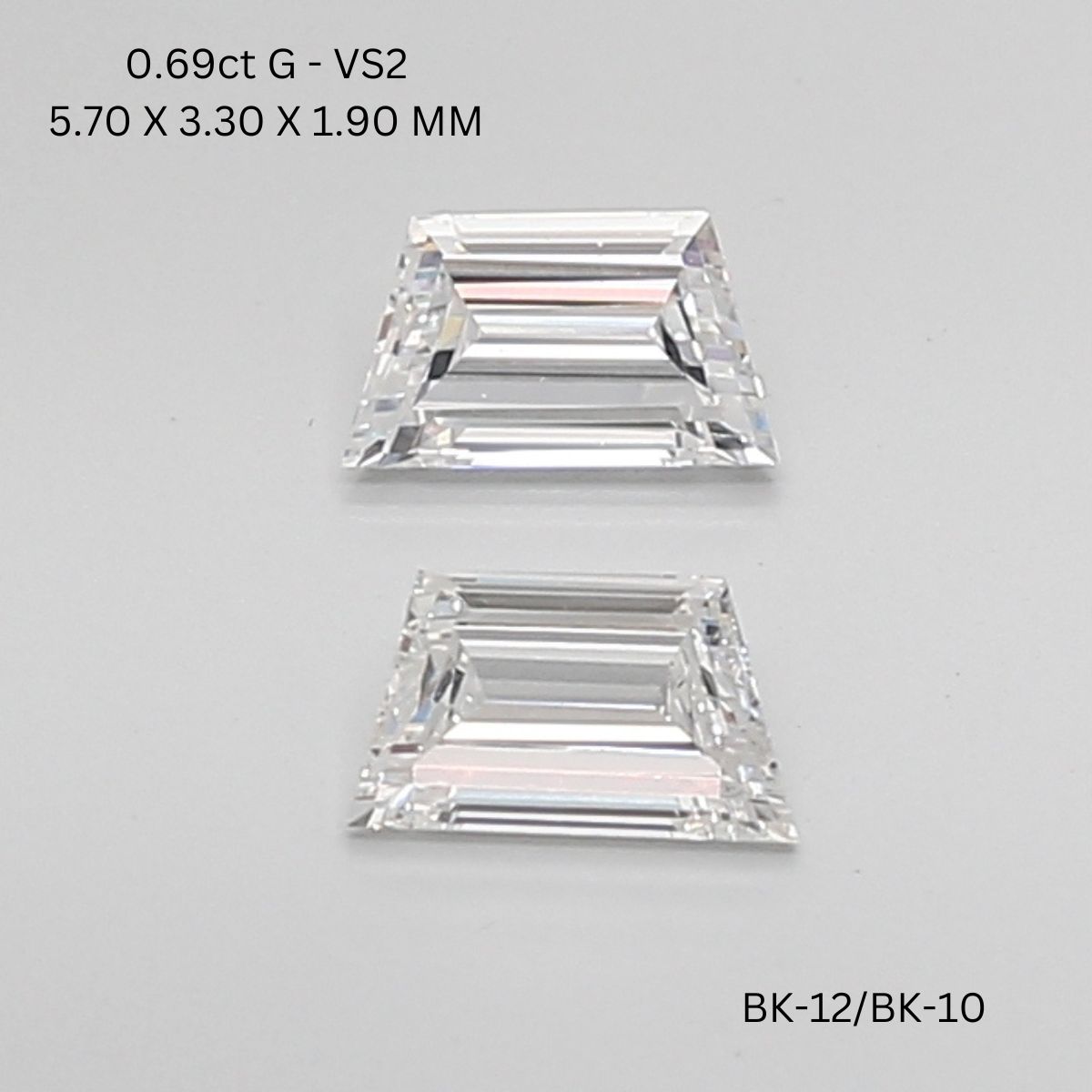 0.69 CT G VS2 TRAPEZOID diamond Pairs Inventory