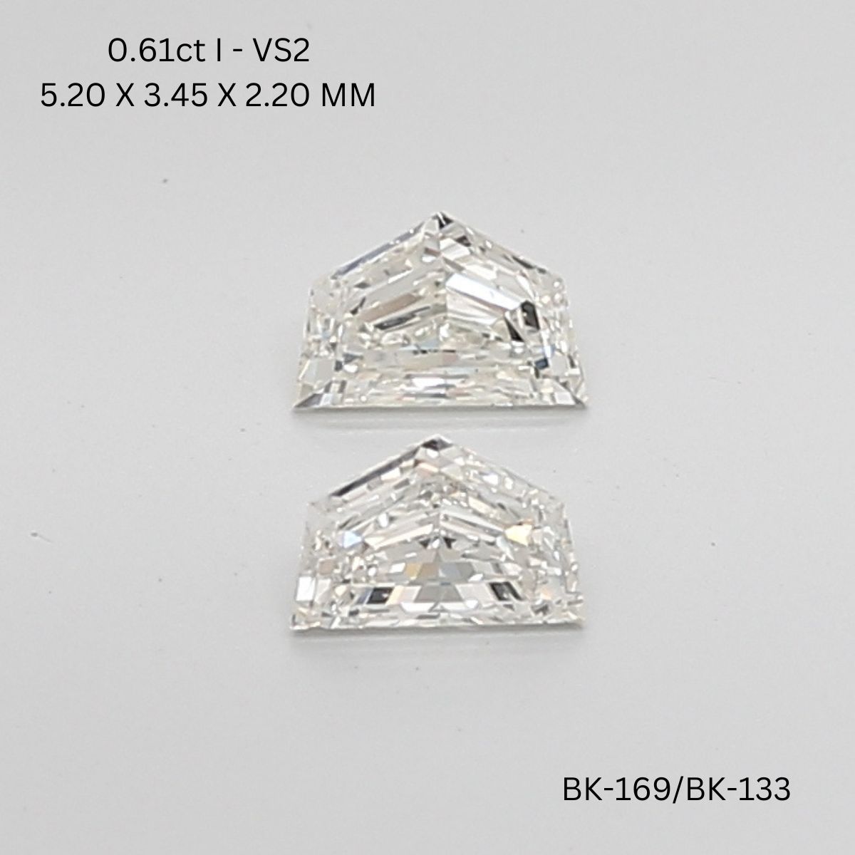 0.61 CT I VS2 Cadillac Cut Natural Diamond Pair For Fine Jewelry