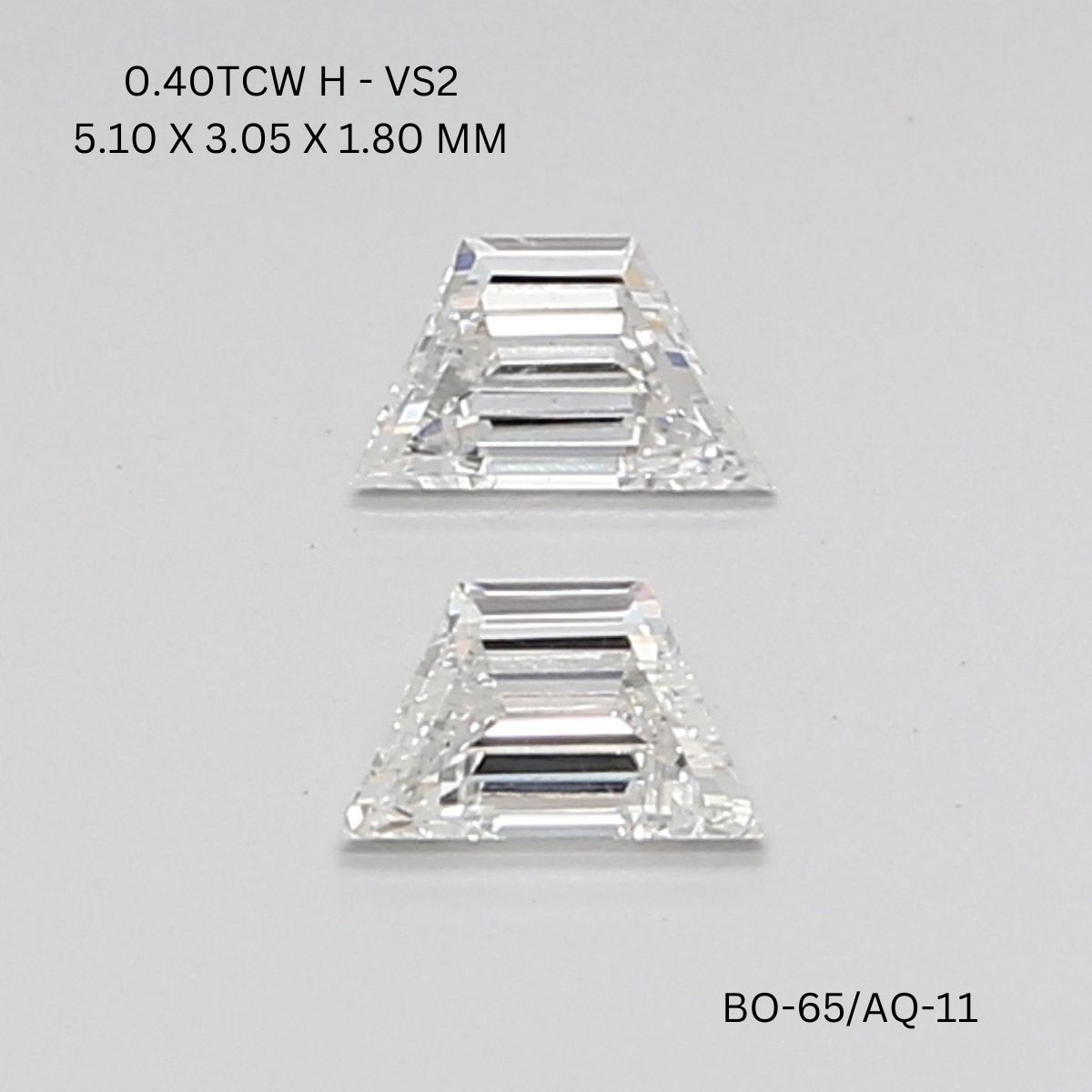 0.4 CT H VS2 TRAPEZOID diamond Pairs Inventory