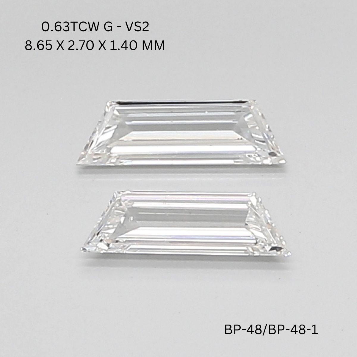 0.63 CT G VS2 TRAPEZOID diamond Pairs Inventory