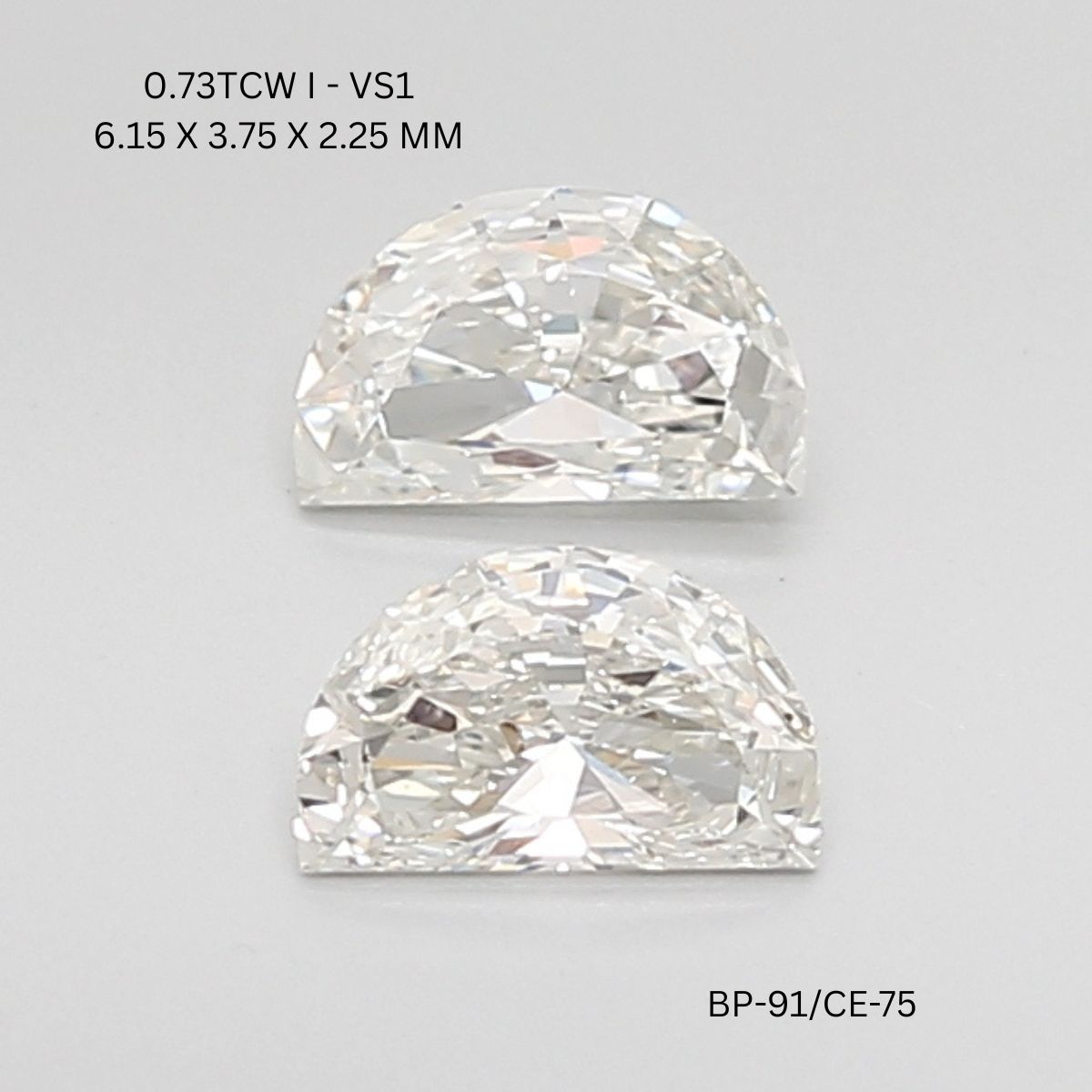 0.73 CT I VS1 HALF MOON diamond Pairs Inventory