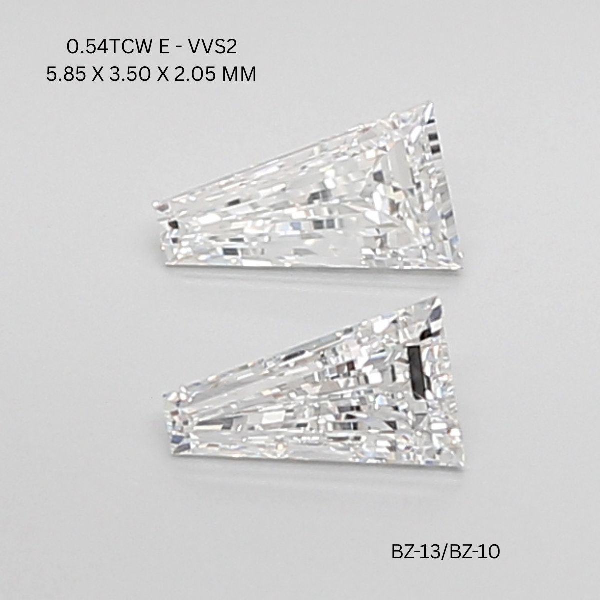 0.54 CT E VVS2 TAPER diamond Pairs Inventory