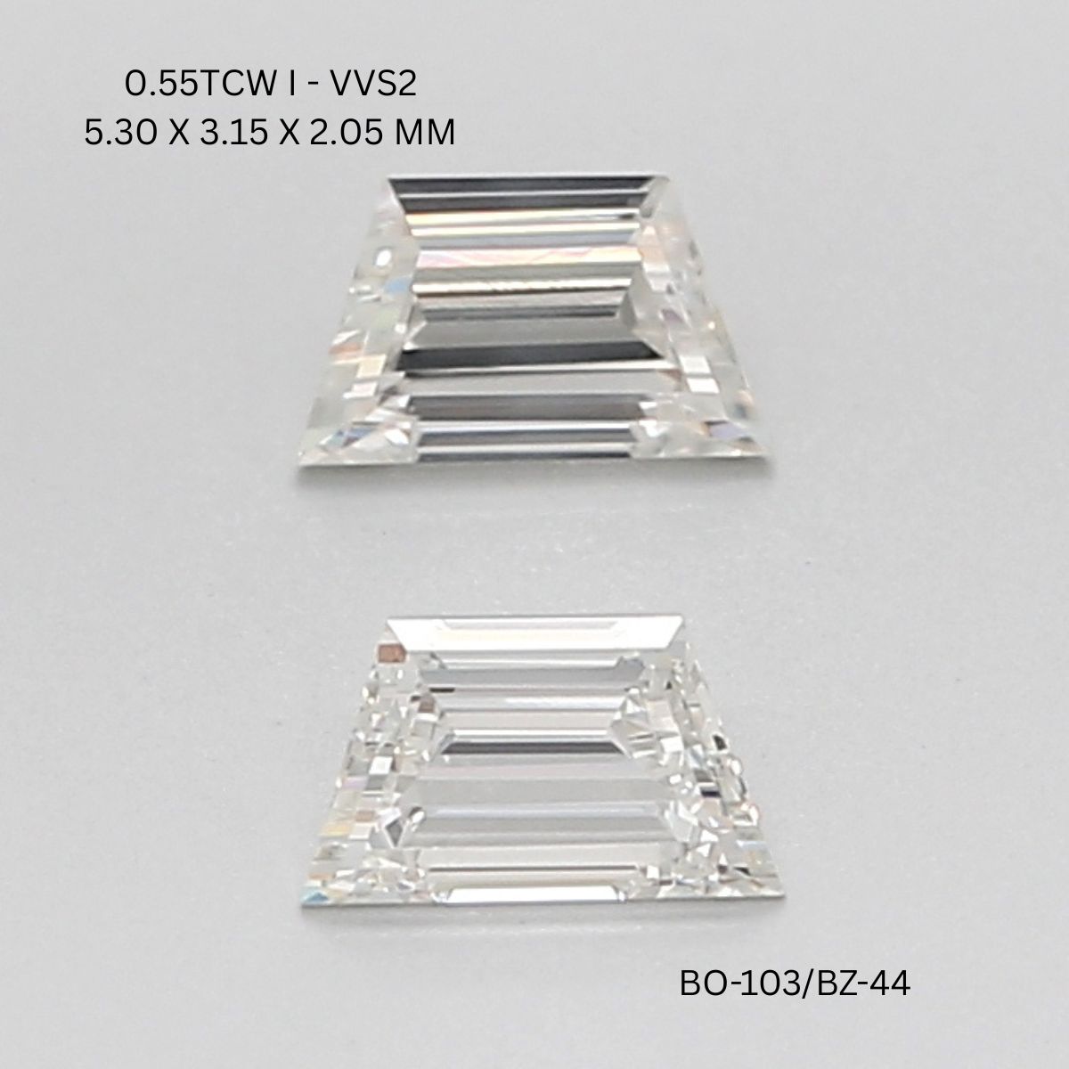 0.55 CT I VVS2 TRAPEZOID diamond Pairs Inventory