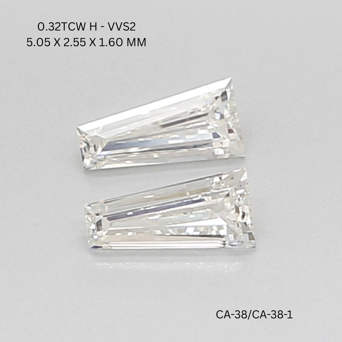 0.32 CT H VVS2 TAPER diamond Pairs Inventory