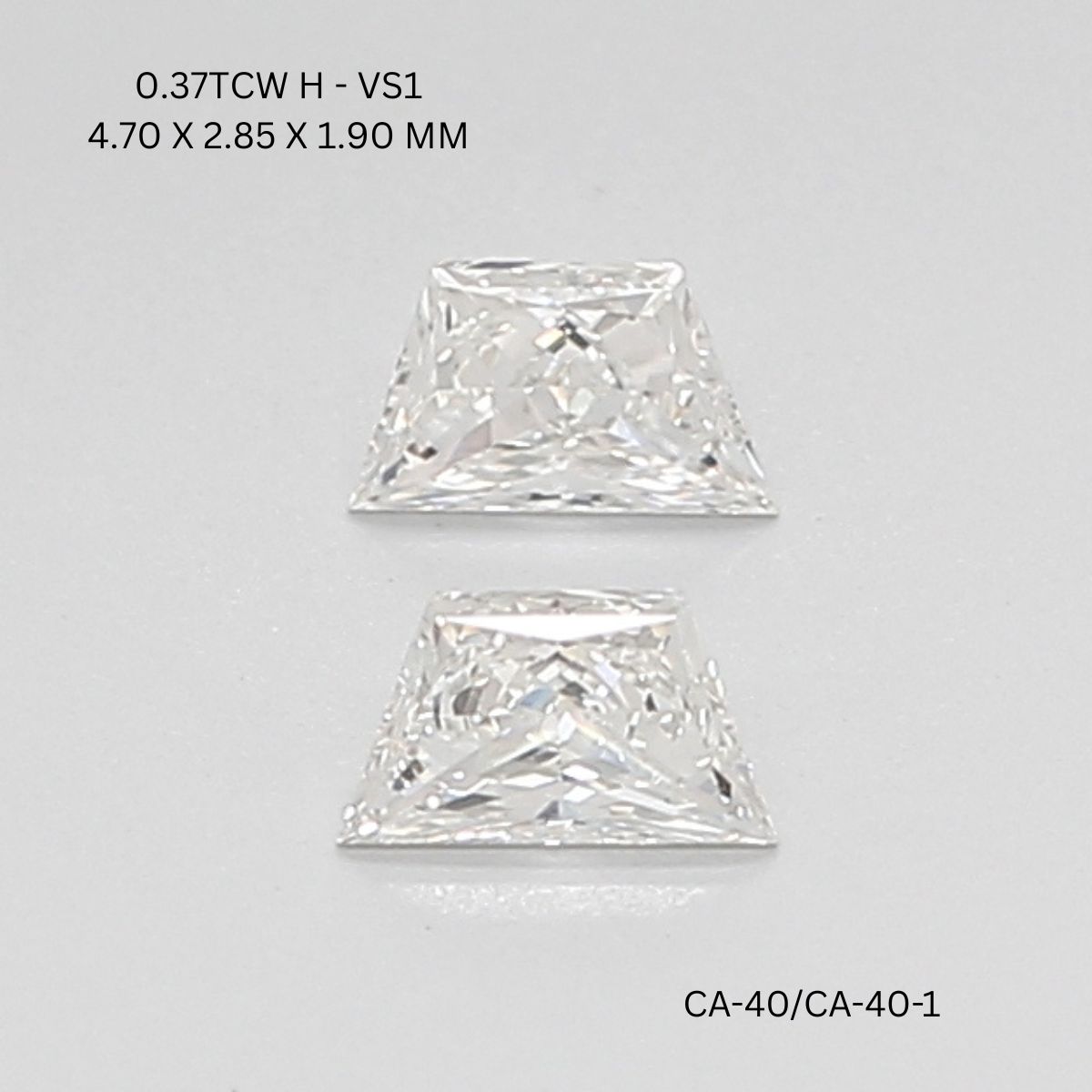 0.37 CT H VS1 TRAPEZOID diamond Pairs Inventory