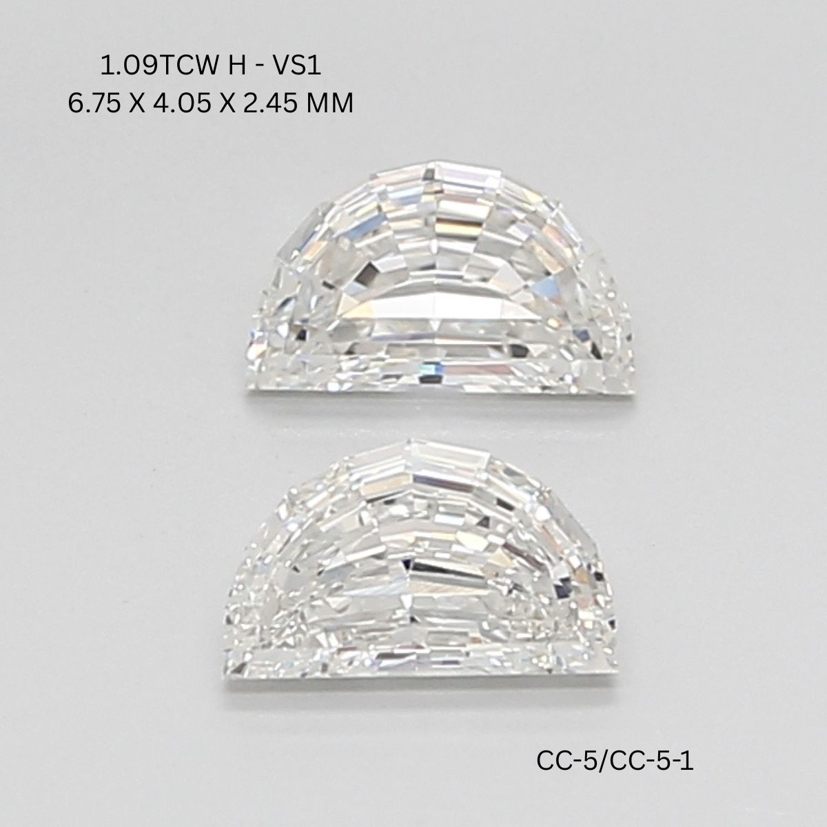 1.09 CT H VS1 HALF MOON diamond Pairs Inventory