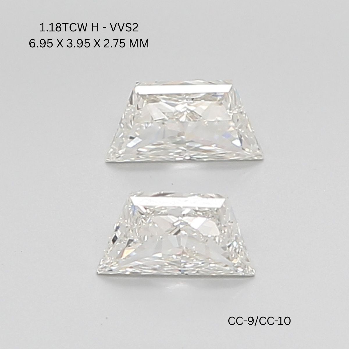 1.18 CT H VVS2 TRAPEZOID diamond Pairs Inventory