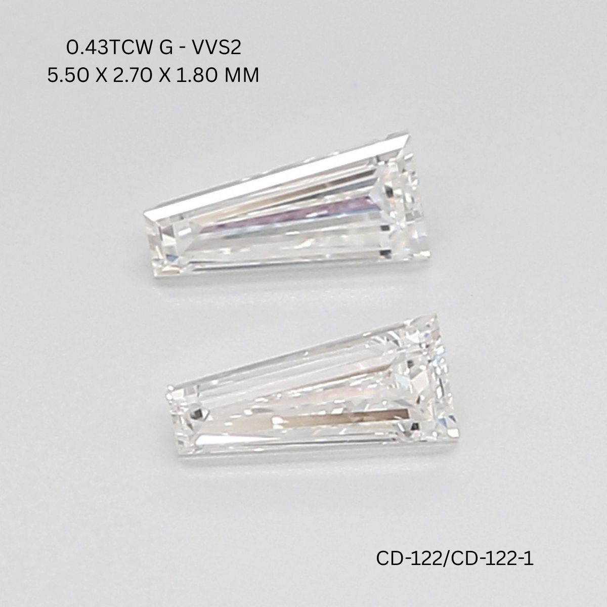 0.43 CT G VVS2 TAPER diamond Pairs Inventory