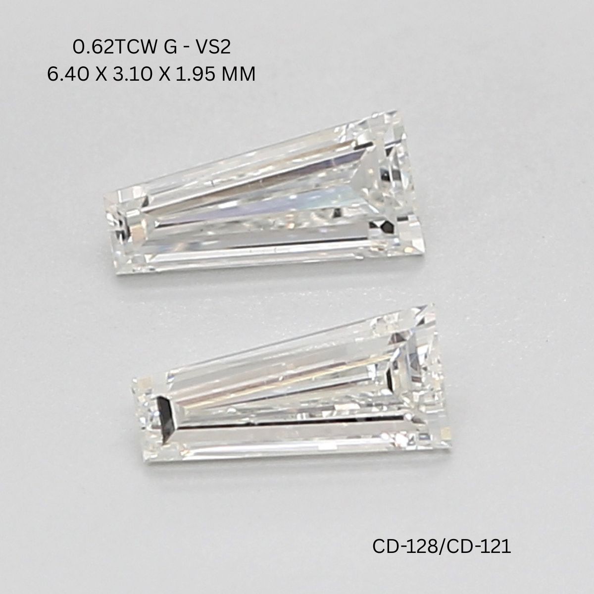 0.62 CT G VS2 TAPER diamond Pairs Inventory