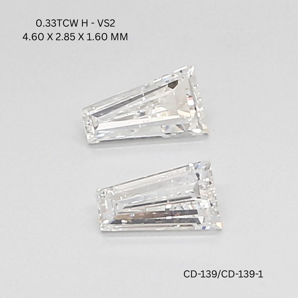 0.33 CT H VS2 TAPER diamond Pairs Inventory