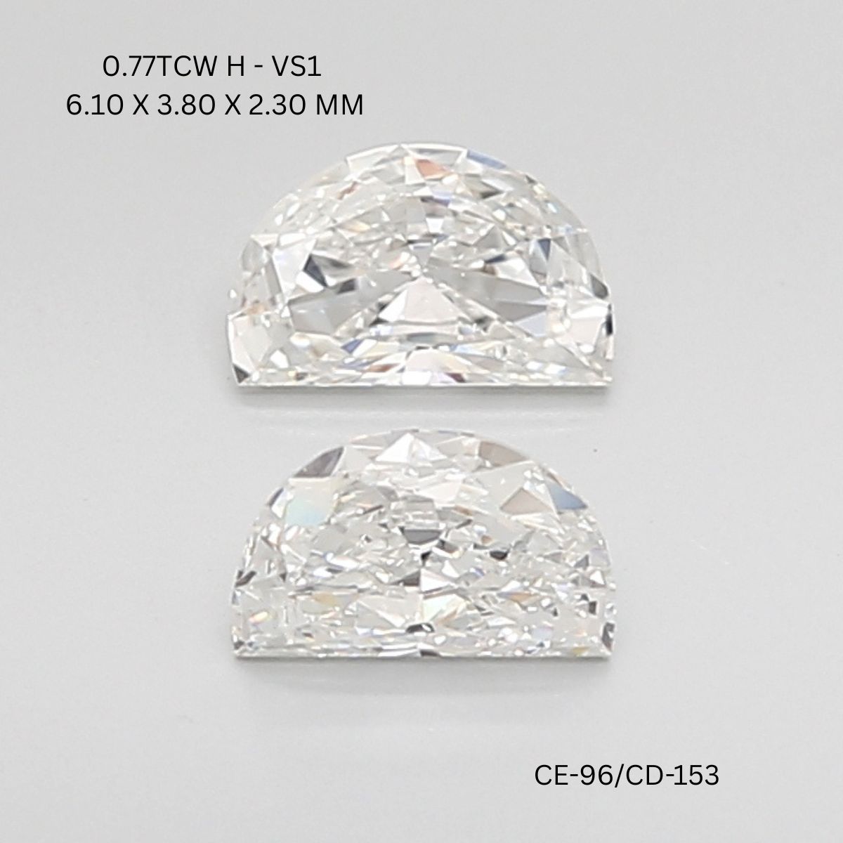 0.77 CT H VS1 HALF MOON diamond Pairs Inventory