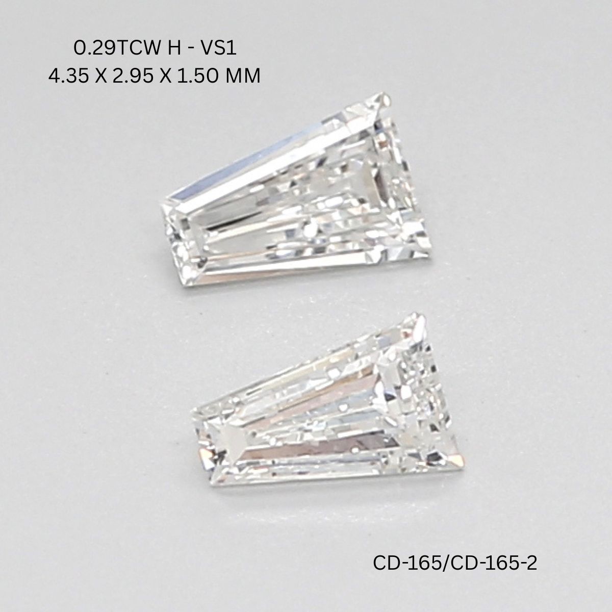0.29 CT H VS1 TAPER diamond Pairs Inventory