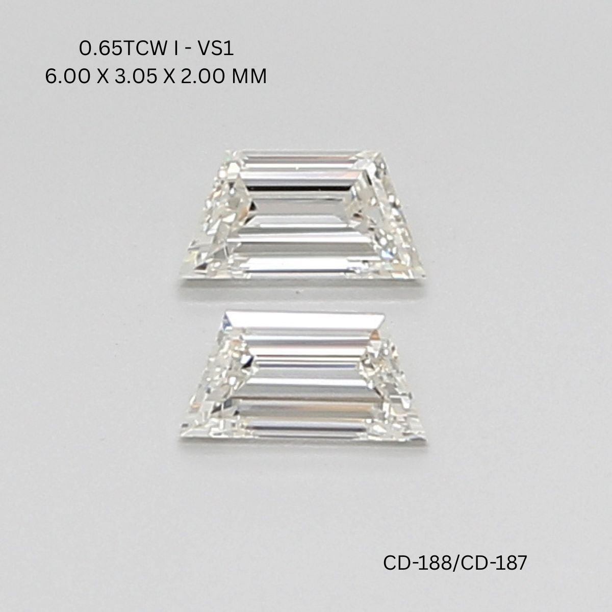 0.65 CT I VS1 TRAPEZOID diamond Pairs Inventory