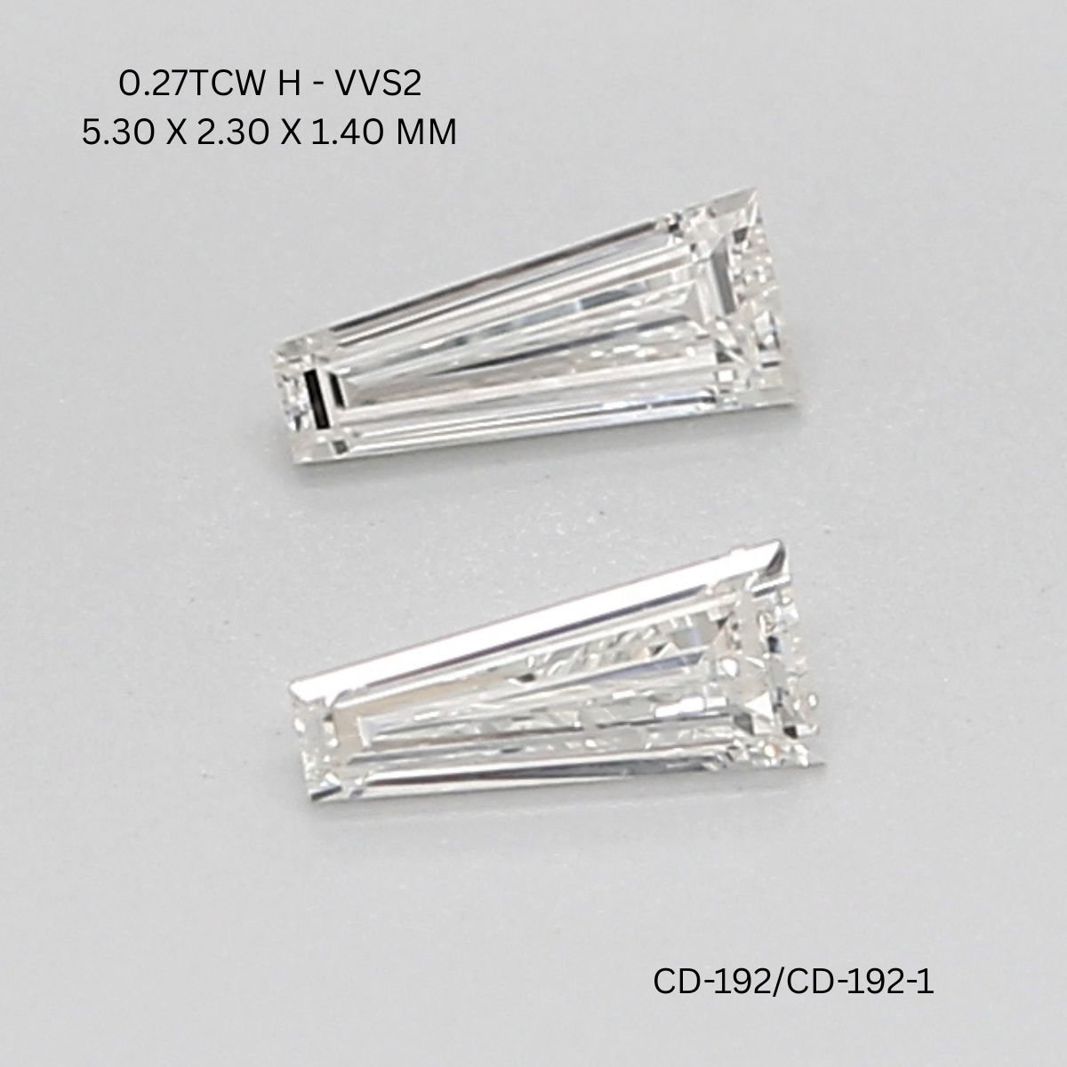 0.27 CT H VVS2 TAPER diamond Pairs Inventory