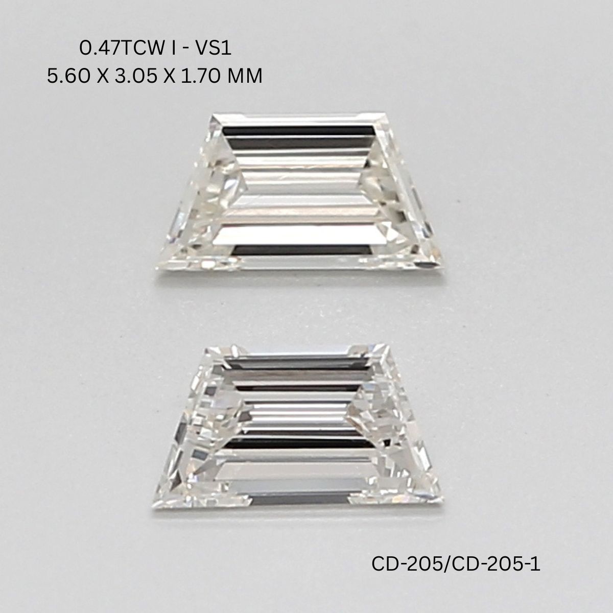 0.47 CT I VS1 TRAPEZOID diamond Pairs Inventory