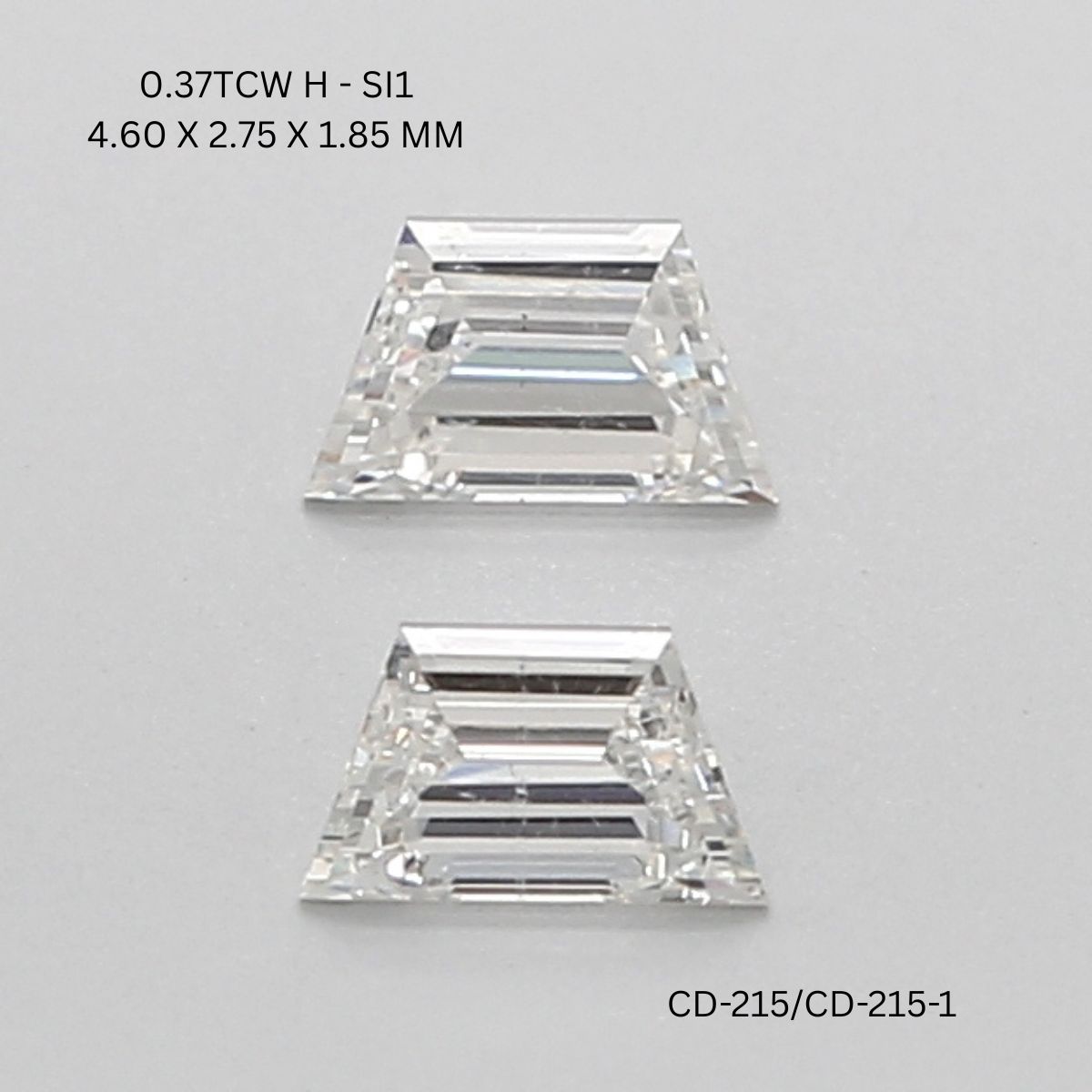 0.37 CT H SI1 TRAPEZOID diamond Pairs Inventory