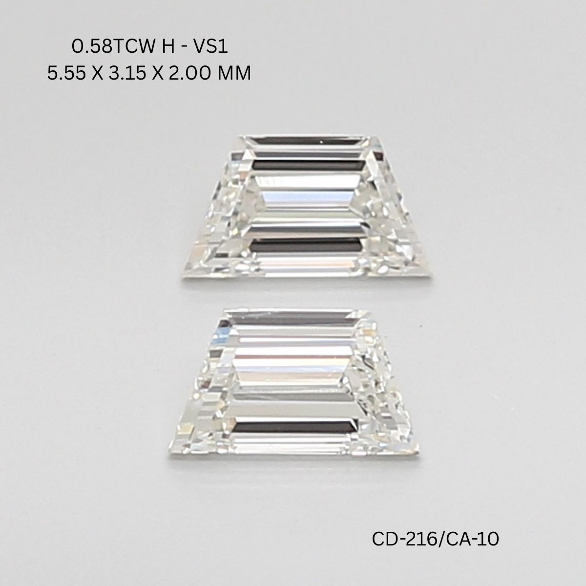 0.58 CT H VS1 TRAPEZOID diamond Pairs Inventory