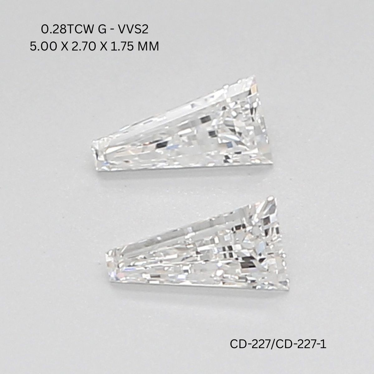 0.28 CT G VVS2 TAPER diamond Pairs Inventory