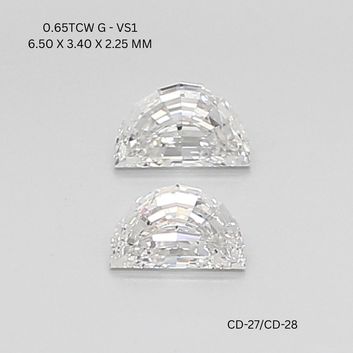0.65 CT G VS1 HALF MOON diamond Pairs Inventory