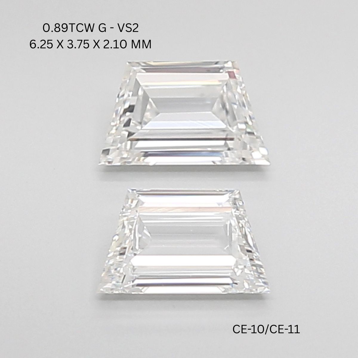 0.89 CT G VS2 TRAPEZOID diamond Pairs Inventory