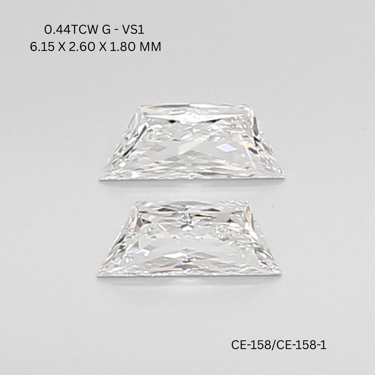 0.44 CT G VS1 TRAPEZOID diamond Pairs Inventory