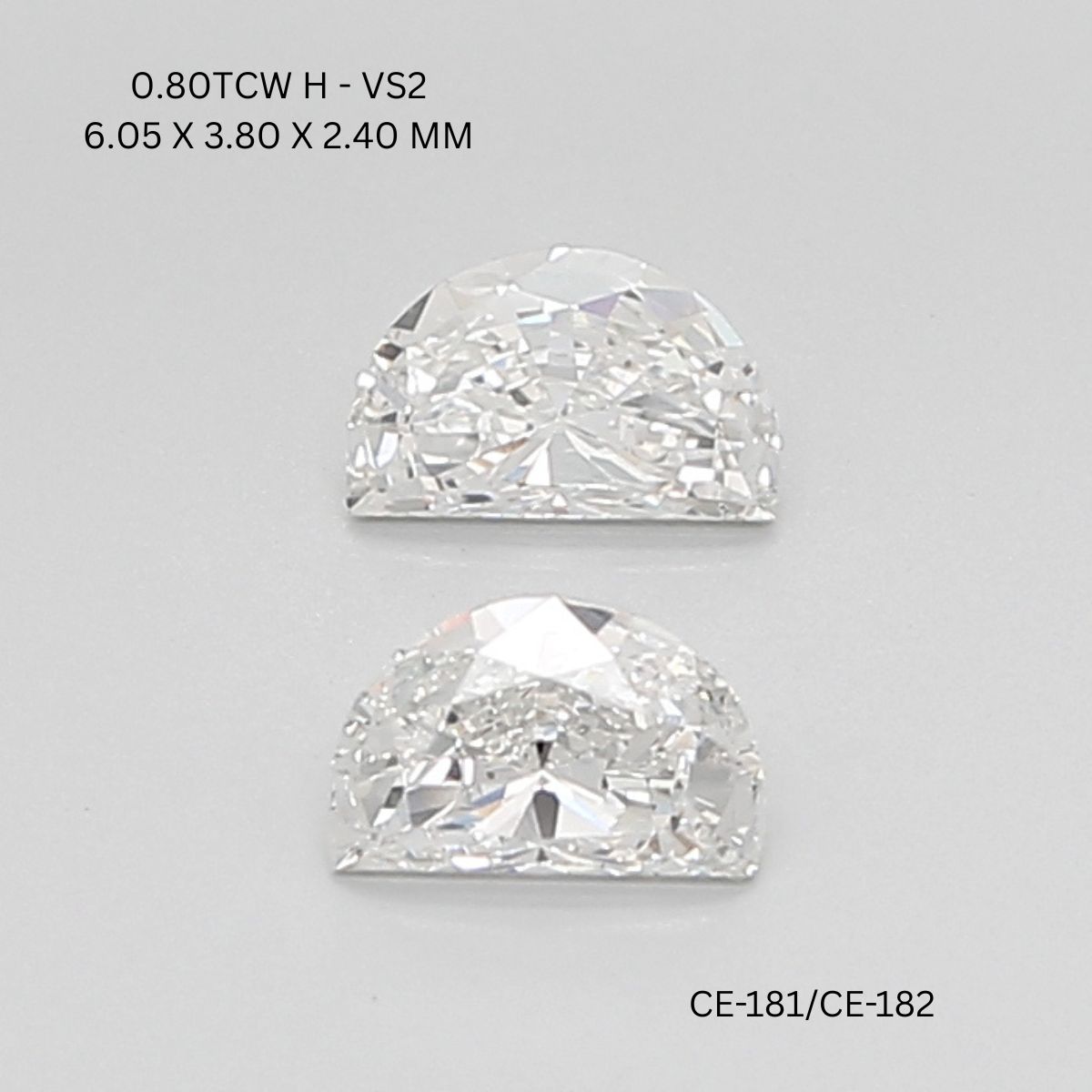 0.8 CT H VS2 HALF MOON diamond Pairs Inventory