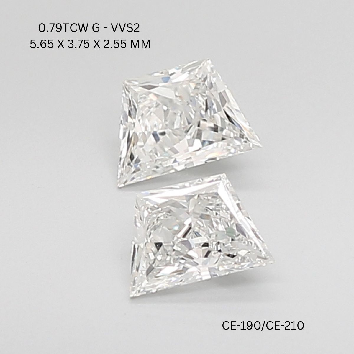 0.79 CT G VVS2 TRAPEZOID diamond Pairs Inventory
