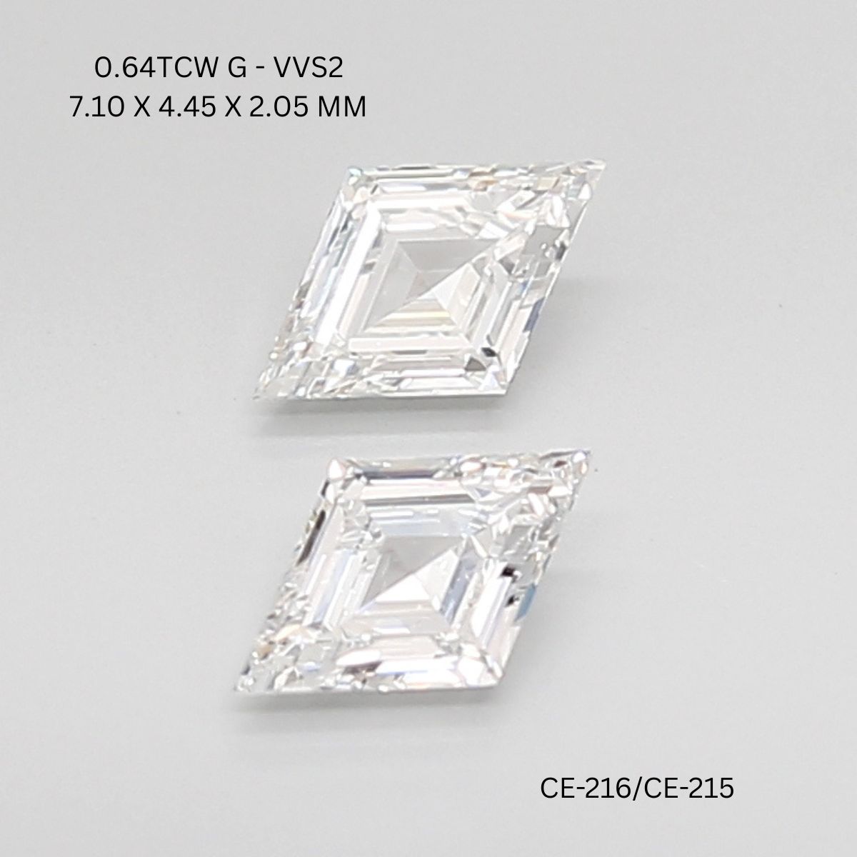 0.64 CT G VVS2 LOZENGE diamond Pairs Inventory