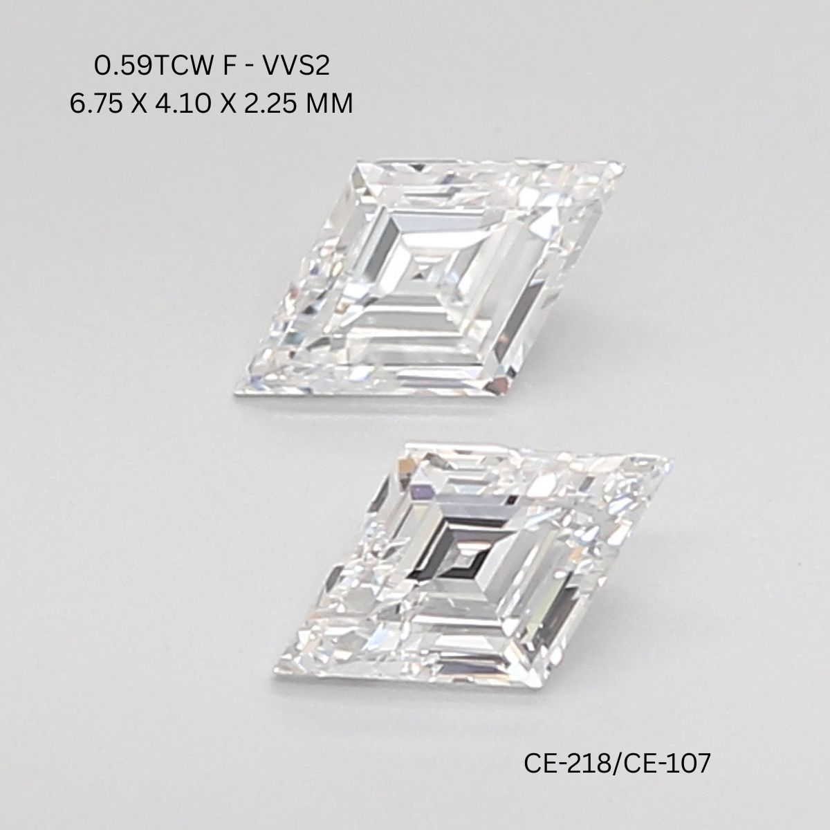 0.59 CT F VVS2 LOZENGE diamond Pairs Inventory