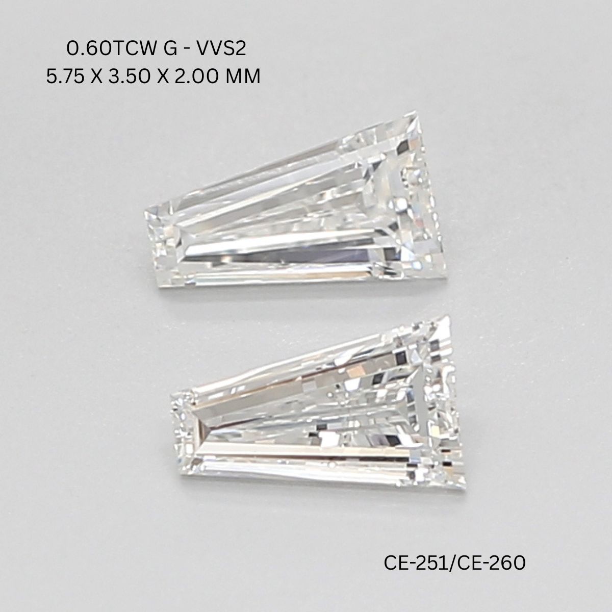 0.6 CT G VVS2 TAPER diamond Pairs Inventory