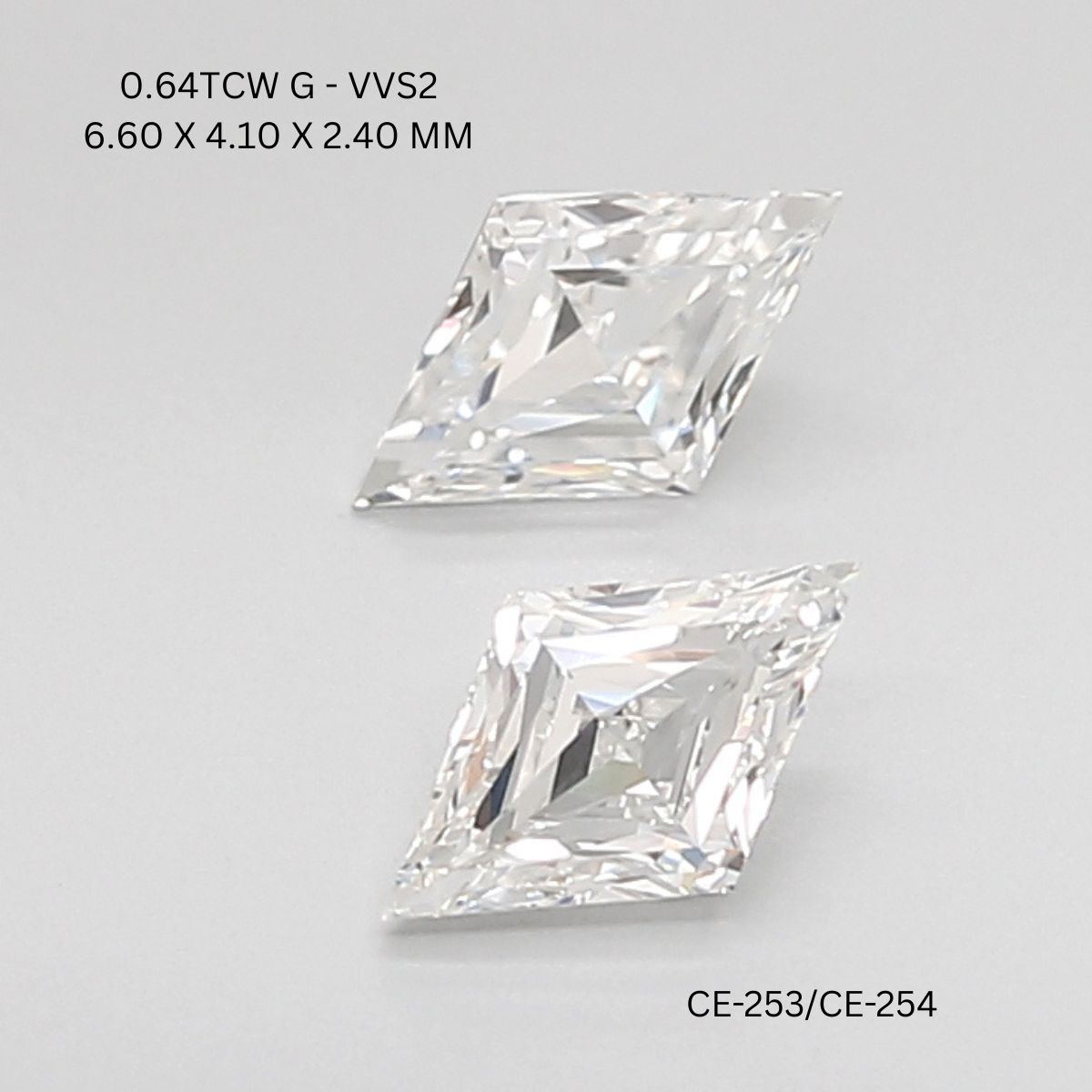 0.64 CT G VVS2 LOZENGE diamond Pairs Inventory