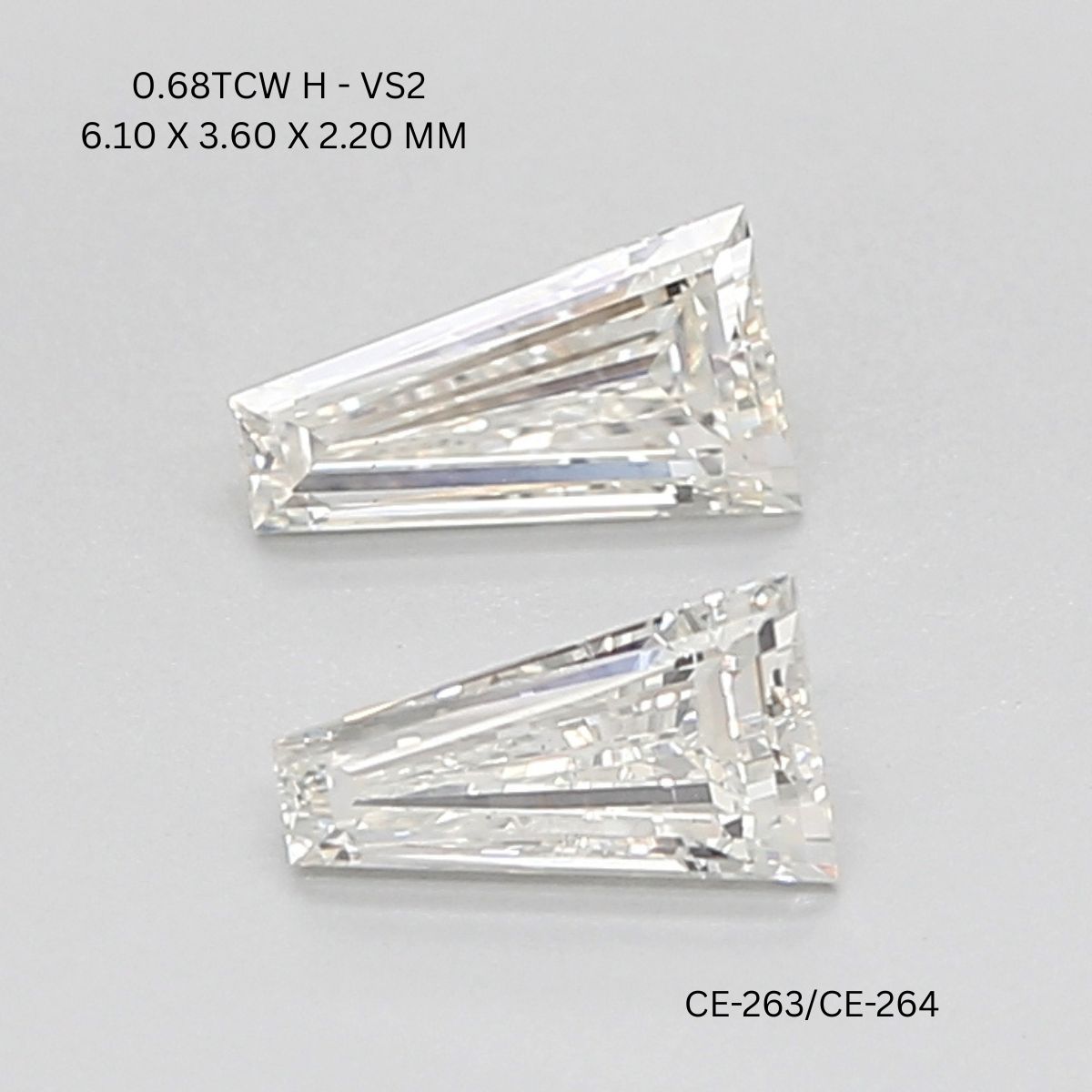 0.68 CT H VS2 TAPER diamond Pairs Inventory