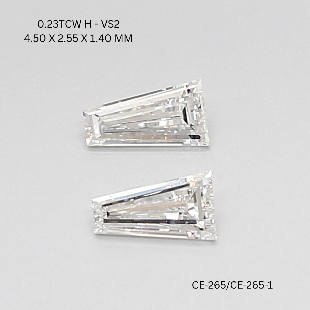 0.23 CT H VS2 TAPER diamond Pairs Inventory